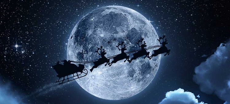Santa Claus flying on the sky